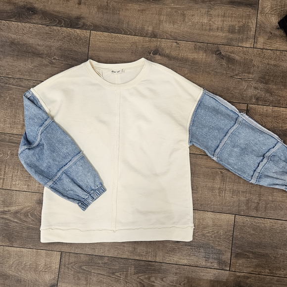 new in Sweaters - Womens Cream Denim Crewneck Sweater